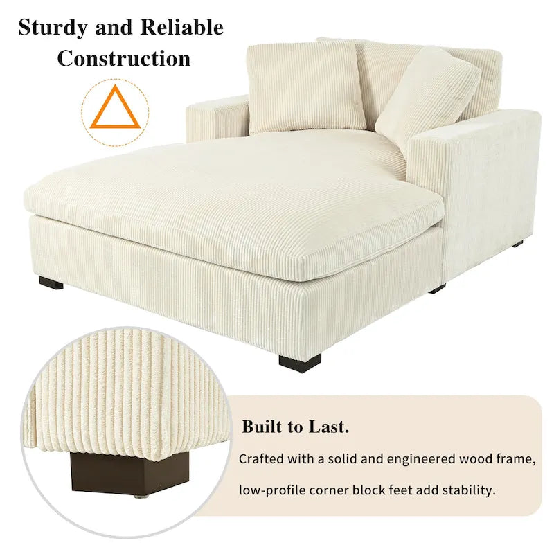 Chaise longue beige, 1-2 places