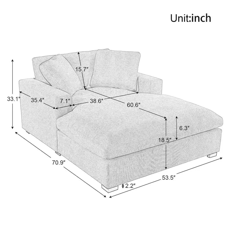 Chaise longue beige, 1-2 places