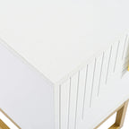 Meuble TV moderne blanc et doré de 180 cm, convient aux téléviseurs jusqu'à 80", assemblage par 2 personnes