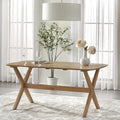 Table de salle à manger rectangulaire en chêne clair, style milieu de siècle, 6 places