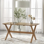 Table de salle à manger rectangulaire en chêne clair, style milieu de siècle, 6 places