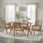 Table de salle à manger rectangulaire en chêne clair, style milieu de siècle, 6 places