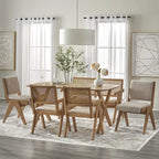 Table de salle à manger rectangulaire en chêne clair, style milieu de siècle, 6 places