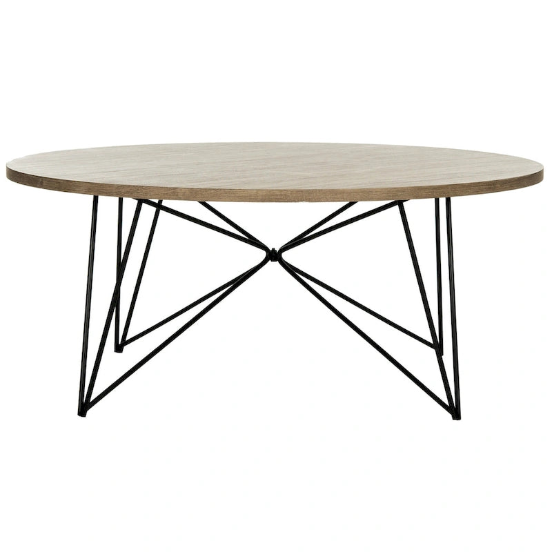 Table basse ronde en bois marron clair – 34"L x 34"P x 14"H