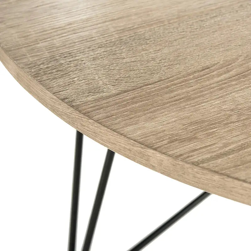 Table basse ronde en bois marron clair – 34"L x 34"P x 14"H