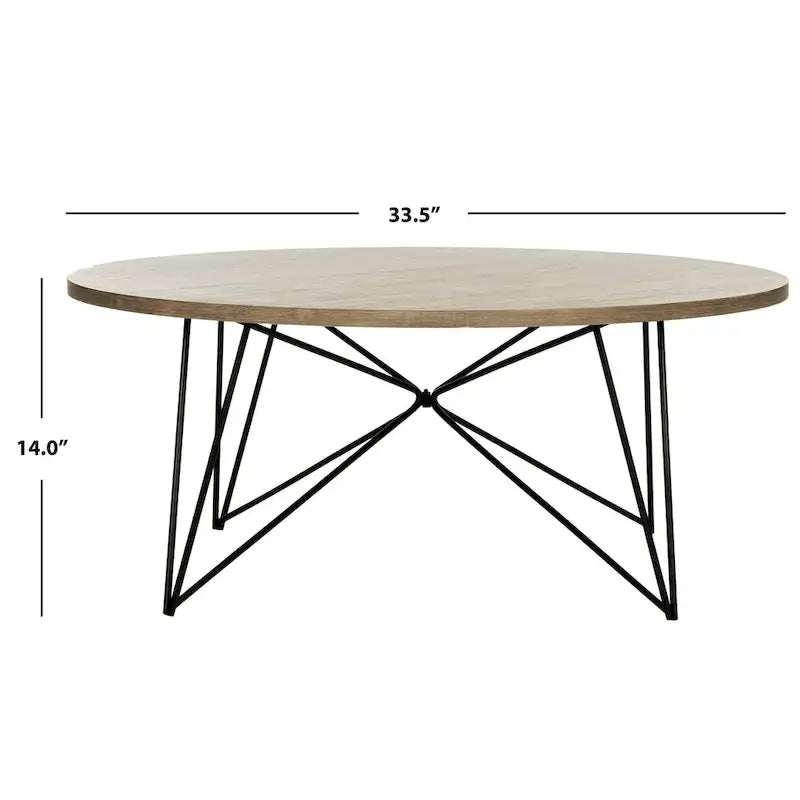 Table basse ronde en bois marron clair – 34"L x 34"P x 14"H