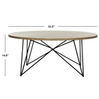 Table basse ronde en bois marron clair – 34"L x 34"P x 14"H