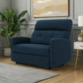Power Recliner Chair, Oversize Wide Seat, Tufted Navy Blue Fabric