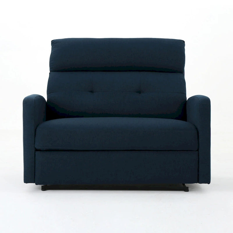 Fauteuil inclinable électrique capitonné bleu marine, une place