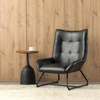 Fauteuil d'appoint dossier haut, cuir PU, une place, noir