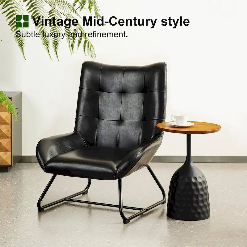 Fauteuil d'appoint dossier haut, cuir PU, une place, noir