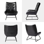 Fauteuil d'appoint dossier haut, cuir PU, une place, noir