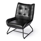 Fauteuil d'appoint dossier haut, cuir PU, une place, noir