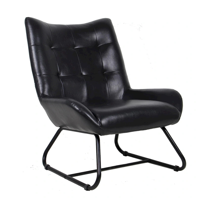 Fauteuil d'appoint dossier haut, cuir PU, une place, noir