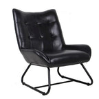 Fauteuil d'appoint dossier haut, cuir PU, une place, noir