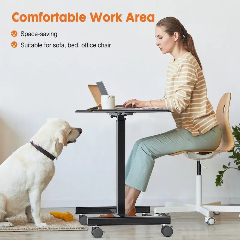 Bureau debout réglable en hauteur pour 1 personne, Blanc / Noir / Marron rustique