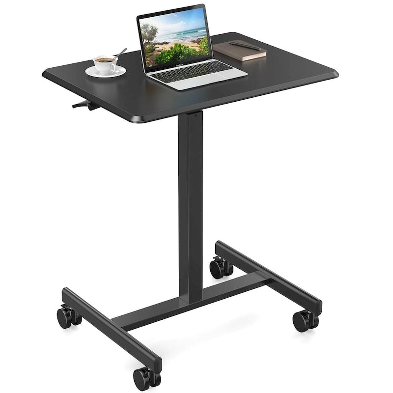 Bureau debout réglable en hauteur pour 1 personne, Blanc / Noir / Marron rustique
