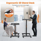 Bureau debout réglable en hauteur pour 1 personne, Blanc / Noir / Marron rustique