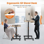 Bureau debout réglable en hauteur pour 1 personne, Blanc / Noir / Marron rustique