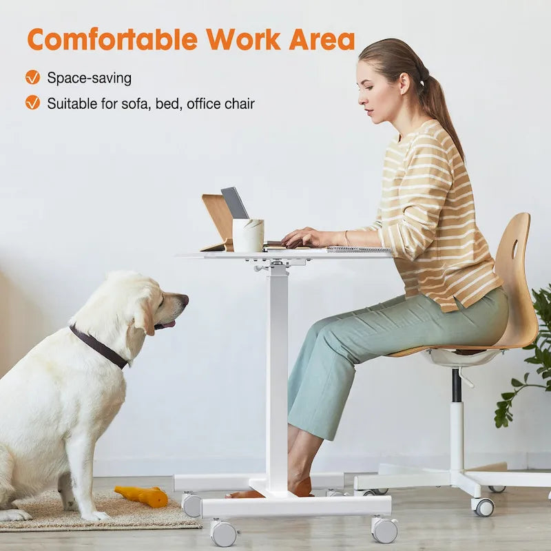 Bureau debout réglable en hauteur pour 1 personne, Blanc / Noir / Marron rustique