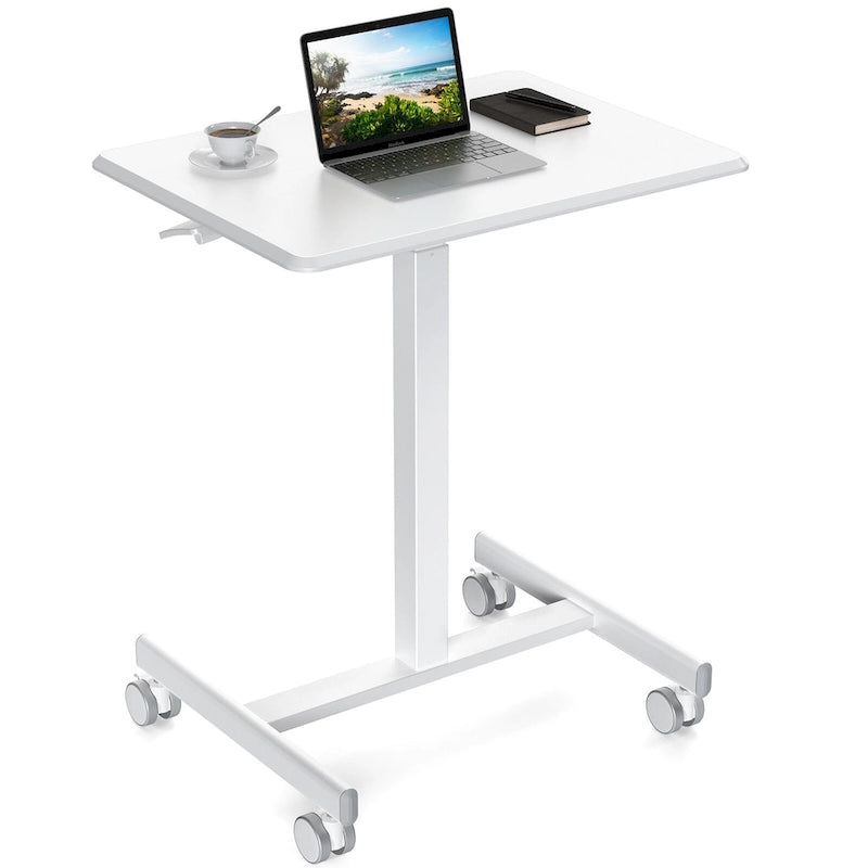 Bureau debout réglable en hauteur pour 1 personne, Blanc / Noir / Marron rustique