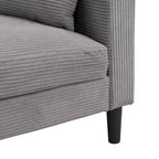 Canapé d'angle 5 places en velours côtelé (3+2 places) – Orange / Gris clair / Gris foncé