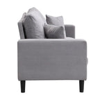 Canapé d'angle 5 places en velours côtelé (3+2 places) – Orange / Gris clair / Gris foncé
