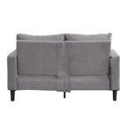 Canapé d'angle 5 places en velours côtelé (3+2 places) – Orange / Gris clair / Gris foncé