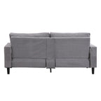 Canapé d'angle 5 places en velours côtelé (3+2 places) – Orange / Gris clair / Gris foncé