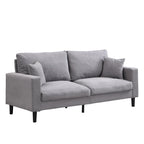 Canapé d'angle 5 places en velours côtelé (3+2 places) – Orange / Gris clair / Gris foncé