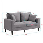 Canapé d'angle 5 places en velours côtelé (3+2 places) – Orange / Gris clair / Gris foncé