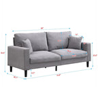 Canapé d'angle 5 places en velours côtelé (3+2 places) – Orange / Gris clair / Gris foncé
