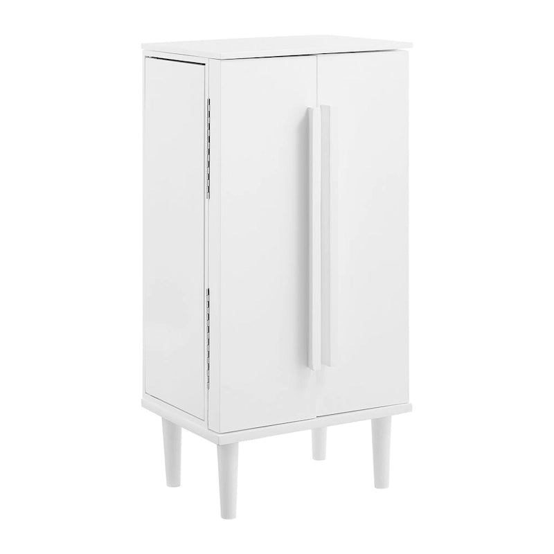 Armoire à bijoux en bois blanc avec miroir – Pieds fuselés, Simple