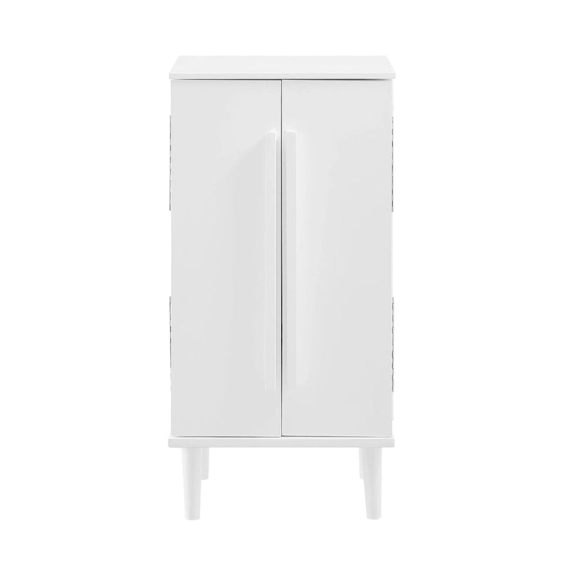 Armoire à bijoux en bois blanc avec miroir – Pieds fuselés, Simple