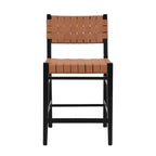 Tabourets de comptoir tissés en similicuir PU noir marron, lot de 2