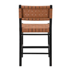 Tabourets de comptoir tissés en similicuir PU noir marron, lot de 2