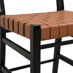Tabourets de comptoir tissés en similicuir PU noir marron, lot de 2