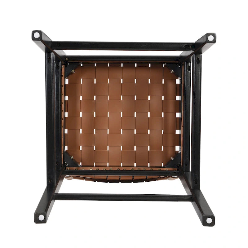 Tabourets de comptoir tissés en similicuir PU noir marron, lot de 2