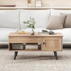 Table basse relevable naturelle/marron avec compartiment caché et meuble de rangement — 1 personne