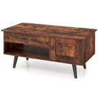 Table basse relevable naturelle/marron avec compartiment caché et meuble de rangement — 1 personne