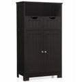 Meuble bas de rangement avec tiroirs et porte, espresso / noir / gris — 3 compartiments
