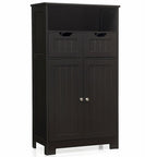 Meuble bas de rangement avec tiroirs et porte, espresso / noir / gris — 3 compartiments