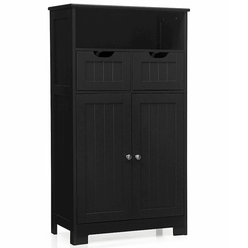 Meuble bas de rangement avec tiroirs et porte, espresso / noir / gris — 3 compartiments