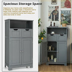 Meuble bas de rangement avec tiroirs et porte, espresso / noir / gris — 3 compartiments
