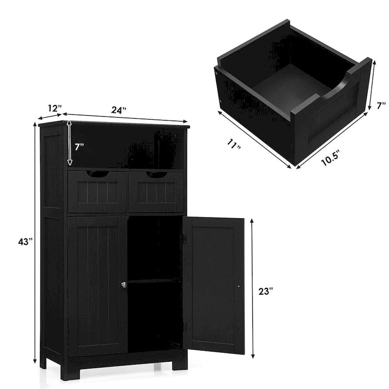 Meuble bas de rangement avec tiroirs et porte, espresso / noir / gris — 3 compartiments