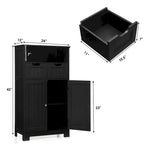 Meuble bas de rangement avec tiroirs et porte, espresso / noir / gris — 3 compartiments