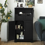 Meuble bas de rangement avec tiroirs et porte, espresso / noir / gris — 3 compartiments