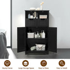 Meuble bas de rangement avec tiroirs et porte, espresso / noir / gris — 3 compartiments