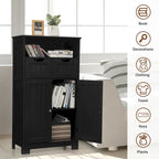 Meuble bas de rangement avec tiroirs et porte, espresso / noir / gris — 3 compartiments