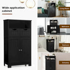 Meuble bas de rangement avec tiroirs et porte, espresso / noir / gris — 3 compartiments